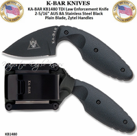 KA-BAR KNIVES KB1480 KA-BAR TDI Law Enforcement Knife 2-5/16" AUS 8A Stainless Steel Black Plain Blade, Zytel Handles KA-BAR KNIVES KB1480 KA-BAR TDI Law Enforcement Knife 2-5/16" AUS 8A Stainless Steel Black Plain Blade, Zytel Handles