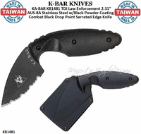 KA-BAR KNIVES KB1481 KA-BAR TDI Law Enforcement 2.31" AUS-8A Stainless Steel w/Black Powder Coating Combat Black Drop Point Serrated Edge Knife KA-BAR KNIVES KB1481 KA-BAR TDI Law Enforcement 2.31" AUS-8A Stainless Steel w/Black Powder Coating Combat Black Drop Point Serrated Edge Knife