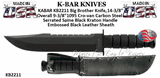 KA-BAR Knives KB2211 Big Brother Knife, 14-3/8" Overall 9-3/8" 1095 Cro-van Carbon Steel, Serrated Spine Black Kraton Handle Embossed Black Leather Sheath