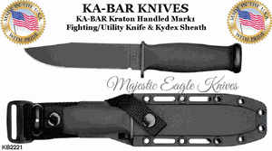 KA-BAR Knives: KB2221 Mark I Plain Edge Kraton Handle Fighting/Utility Knife & Sheath