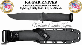 KA-BAR Knives: KB2221 Mark I Plain Edge Kraton Handle Fighting/Utility Knife & Sheath