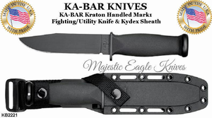 KA-BAR Knives: KB2221 Mark I Plain Edge Kraton Handle Fighting/Utility Knife & Sheath
