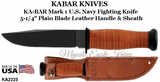 KA-BAR Knives: KB2225 KA-BAR U.S. Navy Mark I Fighting/Utility Knife 5-1/8" Plain Blade, Leather Handle, Brown Leather Sheath