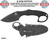  KA-BAR KNIVES KB2491 KA-BAR TDI Pocket Strike Fixed Blade Knife 3.19" AUS-8A Black Drop Point, Nylon Handles, Hard Plastic Belt Sheath