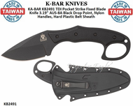  KA-BAR KNIVES KB2491 KA-BAR TDI Pocket Strike Fixed Blade Knife 3.19" AUS-8A Black Drop Point, Nylon Handles, Hard Plastic Belt Sheath