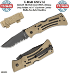  KA-BAR KNIVES KB3053 KA-BAR Desert MULE Heavy-Duty Folder 3.875" Clip Point Combo Blade, Tan Zytel Handles