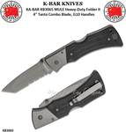  KA-BAR KNIVES KB3065 KA-BAR MULE Heavy-Duty Folder II 4" 420 Stainless, 52-54HRC Tanto Combo Blade, G10 Handles
