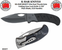 KA-BAR KNIVES KB3077 KA-BAR Gila Oval Thumb Hole Folding Liner Lock Knife 3-7/8" 420 Stainless Steel Plain Blade, G10 Handles KA-BAR KNIVES KB3077 KA-BAR Gila Oval Thumb Hole Folding Liner Lock Knife 3-7/8" 420 Stainless Steel Plain Blade, G10 Handles