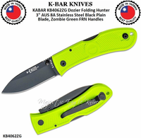 KA-BAR KNIVES KB4062ZG KABAR Dozier Folding Hunter 3" AUS 8A Stainless Steel Black Plain Blade, Zombie Green FRN Handles KA-BAR KNIVES KB4062ZG KABAR Dozier Folding Hunter 3" AUS 8A Stainless Steel Black Plain Blade, Zombie Green FRN Handles
