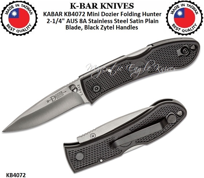 KABAR KNIVES KB4072 KABAR Mini Dozier Folding Hunter 21/4" AUS 8A