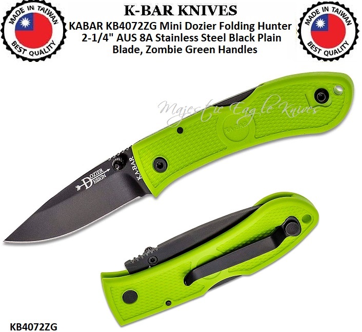 KABAR KNIVES KB4072ZG KABAR Mini Dozier Folding Hunter 21/4" AUS 8A