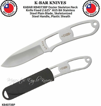 KA-BAR KNIVES KB4073BP KABAR Dozier Skeleton Neck Knife Fixed 2.625" AUS 8A Stainless Steel Plain Blade, Skeletonized Steel Handle, Plastic Sheath KA-BAR KNIVES KB4073BP KABAR Dozier Skeleton Neck Knife Fixed 2.625" AUS 8A Stainless Steel Plain Blade, Skeletonized Steel Handle, Plastic Sheath