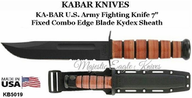 KA-BAR Knives: KB5019 KA-BAR U.S. Army Fighting Knife 7" Fixed Combo Edge Blade Kydex Sheath 