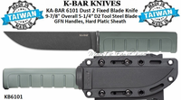 KA-BAR Knives KB6101 Dust II Fixed Blade Knife 9-7/8" Overall 5-1/4" D2 Tool Steel Black Clip Point Blade, Green GFN Handles, Plastic Sheath KA-BAR Knives KB6101 Dust II Fixed Blade Knife 9-7/8" Overall 5-1/4" D2 Tool Steel Black Clip Point Blade, Green GFN Handles, Plastic Sheath