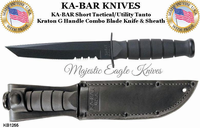 KA-BAR Knives: KR1255 Short Tanto Kraton G Handle Combo Blade Knife & Sheath KA-BAR Knives: KR1255 Short Tanto Kraton G Handle Combo Blade Knife & Sheath