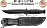 KA-BAR Knives: KR1256 Short Clip Point Plain Blade Kraton G Handle Tactical Knife & Sheath