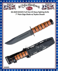 KA-BAR KNIVES Presents The KB5025 U.S. Navy Fighting Knife 7" 1095 Cro-Van Steel Plain Blade, Leather Handle Leather Sheath KA-BAR KNIVES Presents The KB5025 U.S. Navy Fighting Knife 7" 1095 Cro-Van Steel Plain Blade, Leather Handle Leather Sheath