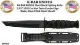  KA-BAR KNIVES Presents The KB5055 KA-BAR Short Black Fighting Knife 5.25" 1095 Cro-Van Tanto Combo Edge Blade, Glass Filled Nylon Sheath