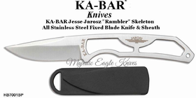 KAR-BAR Knives KB7001BP KA-BAR Jesse Jarosz "Rambler" Skeleton Fixed Blade Knife KAR-BAR Knives KB7001BP KA-BAR Jesse Jarosz "Rambler" Skeleton Fixed Blade Knife