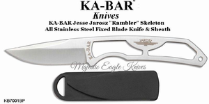 KAR-BAR Knives KB7001BP KA-BAR Jesse Jarosz "Rambler" Skeleton Fixed Blade Knife KAR-BAR Knives KB7001BP KA-BAR Jesse Jarosz "Rambler" Skeleton Fixed Blade Knife