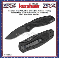 Kershaw Cutlery K1670BLK Blur Assisted Opening Folder Pocket Knife Kershaw Cutlery K1670BLK Blur Assisted Opening Folder Pocket Knife