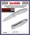 Kershaw Cutlery KS1660R Ken Onion Random Leek Assisted Flipper Pocket Knife 4" Closed 3" Sandvik 14C28N Bead Blasted Reverse Tanto Blade, Stainless Steel Handles