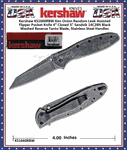 Kershaw Cutlery KS1660RBW Ken Onion Random Leek Assisted Flipper Pocket Knife 4" Closed 3" Sandvik 14C28N BlackWashed Reverse Tanto Blade, Stainless Steel Handles