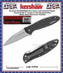 Kershaw Cutlery KS1660SWBLK Ken Onion Leek Assisted Flipper Pocket Knife 4" Closed 3" Stonewashed Plain Blade, Black Aluminum Handles