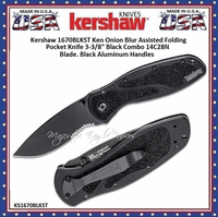 Kershaw Cutlery KS1670BLKST Ken Onion Combo Blade Leek Assisted Pocket Knife Kershaw Cutlery KS1670BLKST Ken Onion Combo Blade Leek Assisted Pocket Knife