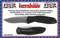 Kershaw Cutlery KS1670S30V Black Blur Assisted Stonewash S30V Plain Blade Knife Kershaw Cutlery KS1670S30V Black Blur Assisted Stonewash S30V Plain Blade Knife