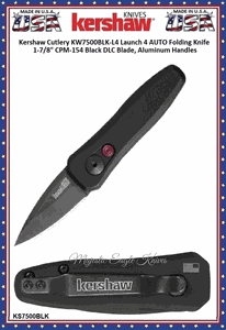 Kershaw Cutlery KW7500BLK-L4 Launch 4 AUTO Folding Knife 1.9" CPM-154 Black DLC Blade, Aluminum Handled Knife