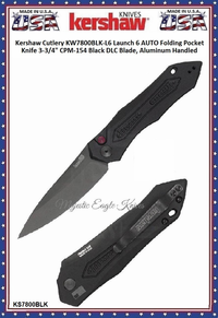 Kershaw Cutlery KW7800BLK-L6 Launch 6 AUTO Folding Knife 3.75" CPM-154 Black DLC Blade, Aluminum Handled Knife Kershaw Cutlery KW7800BLK-L6 Launch 6 AUTO Folding Knife 3.75" CPM-154 Black DLC Blade, Aluminum Handled Knife