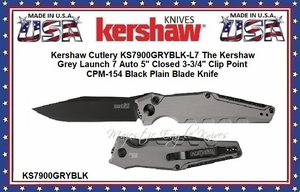 Kershaw Cutlery Presents KS7900GRYBLK-L7 The Kershaw Grey Launch 7 Auto CPM-154 Black Blade Knife