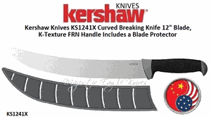 Kershaw Knives KS1241X Curved Breaking Knife 12" Blade, K-Texture FRN Handle Includes a Blade Protector
