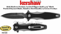 Kershaw Knives KS1559 Kershaw Rick Hinderer Decimus Assisted Flipper Knife 3.25" BlackWashed Bayonet Blade, Stainless Steel Handles w/GFN Overlays Kershaw Knives KS1559 Kershaw Rick Hinderer Decimus Assisted Flipper Knife 3.25" BlackWashed Bayonet Blade, Stainless Steel Handles w/GFN Overlays