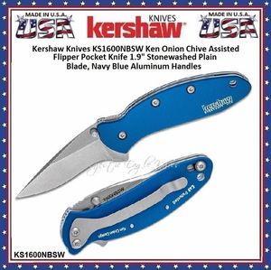 Kershaw Knives KS1600NBSW Ken Onion Chive Assisted Flipper Pocket Knife 1.9" Stonewashed Plain Blade, Navy Blue Aluminum Handles Kershaw Knives KS1600NBSW Ken Onion Chive Assisted Flipper Pocket Knife 1.9" Stonewashed Plain Blade, Navy Blue Aluminum Handles