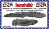 Kershaw Knives KS1660CBBW Kershaw Ken Onion Leek Assisted Opening Flipper Knife 3" Blackwash Composite D2 Plain Blade Stainless Steel Handles
