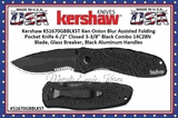 Kershaw Knives KS1670GBBLKST Kershaw Ken Onion Blur Assisted Opening Folding Knife 3-3/8" Black Combo Blade, Glass Breaker, Black Aluminum Handles