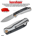 Kershaw Knives KS2032 Esteem Double Detent Slipjoint Folding Pocket Knife 2-1/2" Bead Blasted Drop Point Plain Blade, Stainless Steel Handles with Black G10 Overlays