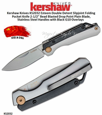 Kershaw Knives KS2032 Esteem Double Detent Slipjoint Folding Pocket Knife 2-1/2" Bead Blasted Drop Point Plain Blade, Stainless Steel Handles with Black G10 Overlays Kershaw Knives KS2032 Esteem Double Detent Slipjoint Folding Pocket Knife 2-1/2" Bead Blasted Drop Point Plain Blade, Stainless Steel Handles with Black G10 Overlays