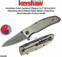 Kershaw Knives KS2200 Kershaw Grid Assisted Flipper 3.7" 8Cr13MoV Stainless Steel Black Plain Blade, Stainless Steel Handle Pocket Knife Kershaw Knives KS2200 Kershaw Grid Assisted Flipper 3.7" 8Cr13MoV Stainless Steel Black Plain Blade, Stainless Steel Handle Pocket Knife