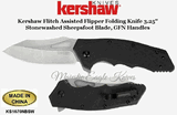 Kershaw Knives KS3930 Kershaw Flitch Assisted Flipper 3.25" Stonewashed Sheepsfoot Plain Blade, GFN Handles