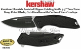 Kershaw Knives KS3935 Kershaw Flourish Assisted Flipper 3.5" Two-Tone Drop Point Blade, G10 Handles w/Carbon Fiber Overlays