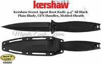 Kershaw Knives KS4007 Kershaw Secret Agent Boot Knife 4.4" Black Plain Blade, Black GFN Handles, Molded Sheath Kershaw Knives KS4007 Kershaw Secret Agent Boot Knife 4.4" Black Plain Blade, Black GFN Handles, Molded Sheath