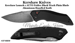 Kershaw Knives KS7100BW Launch 1 AUTO Black Anodized Aluminum Folding Knife