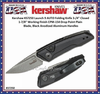 Kershaw Knives KS7250 Kershaw Launch 9 1.8" Working Finish CPM-154 Drop Point Blade, Black Anodized Aluminum Handled AUTO Pocket Knife Kershaw Knives KS7250 Kershaw Launch 9 1.8" Working Finish CPM-154 Drop Point Blade, Black Anodized Aluminum Handled AUTO Pocket Knife