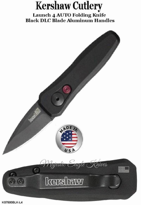 Kershaw Knives KS7500BLK Launch 4 California-legal blade AUTO CPM-154 All Black Plain Blade Aluminum Handled Folding Knife