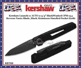 Kershaw Knives KS7550 Kershaw Launch 11 AUTO 2-3/4" BlackWashed CPM-154 Reverse Tanto Blade, Black Aluminum Handled Pocket Knife