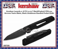 Kershaw Knives KS7550 Kershaw Launch 11 AUTO 2-3/4" BlackWashed CPM-154 Reverse Tanto Blade, Black Aluminum Handled Pocket Knife Kershaw Knives KS7550 Kershaw Launch 11 AUTO 2-3/4" BlackWashed CPM-154 Reverse Tanto Blade, Black Aluminum Handled Pocket Knife