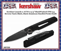 Kershaw Knives KS7550 Kershaw Launch 11 AUTO 2-3/4" BlackWashed CPM-154 Reverse Tanto Blade, Black Aluminum Handled Pocket Knife Kershaw Knives KS7550 Kershaw Launch 11 AUTO 2-3/4" BlackWashed CPM-154 Reverse Tanto Blade, Black Aluminum Handled Pocket Knife